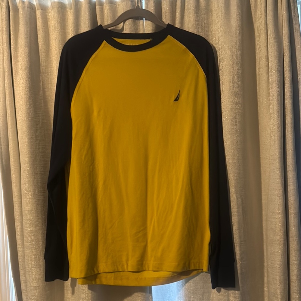 Nautica Men's Yellow and Black Long Sleeve Shirt